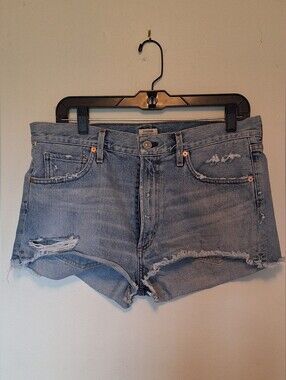 Citizens Of Humanity Light Blue Distressed Denim Shorts